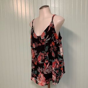 New York & Company XL Black Floral Print Cami NWT